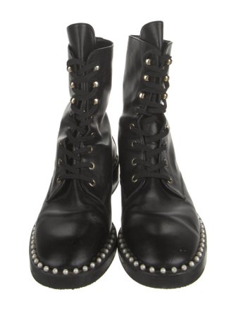 Stuart Weitzman Leather Printed Combat Boots