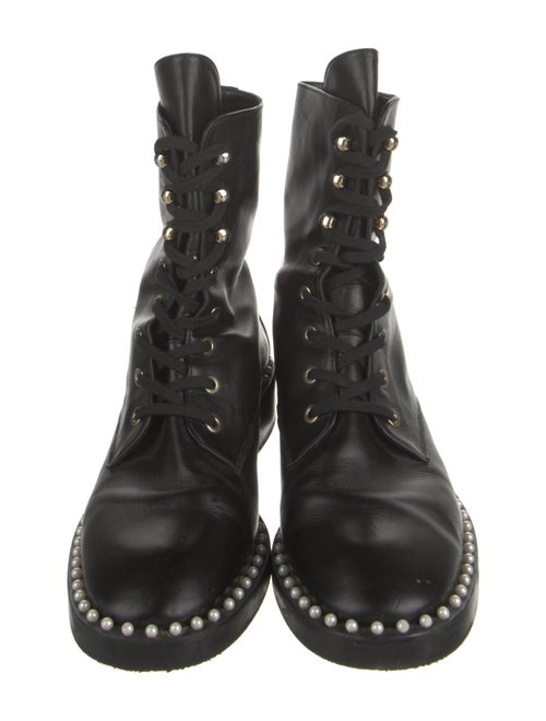 Stuart Weitzman Leather Printed Combat Boots