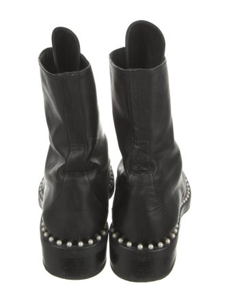 Stuart Weitzman Leather Printed Combat Boots