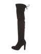Stuart Weitzman Suede Whipstitch Trim Boots