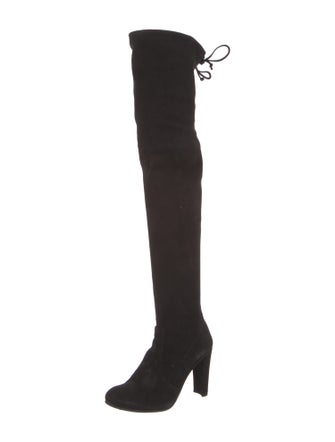 Stuart Weitzman Suede Whipstitch Trim Boots
