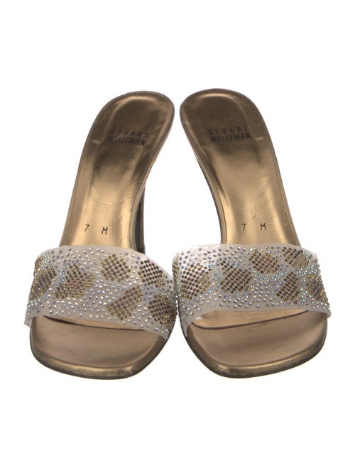 Stuart Weitzman Leather Animal Print Slides