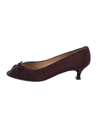 Stuart Weitzman Suede Bow Accents Ballet Flats