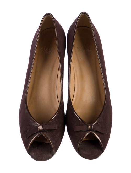Stuart Weitzman Suede Bow Accents Ballet Flats