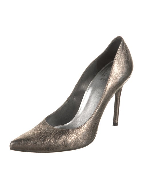 Stuart Weitzman Leather Glitter Accents Pumps