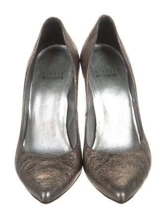 Stuart Weitzman Leather Glitter Accents Pumps