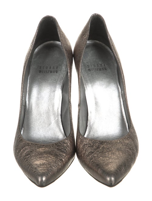 Stuart Weitzman Leather Glitter Accents Pumps