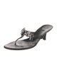 Stuart Weitzman Leather Crystal Embellishments Slides