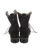 Stuart Weitzman Suede Fur Trim Lace-Up Boots