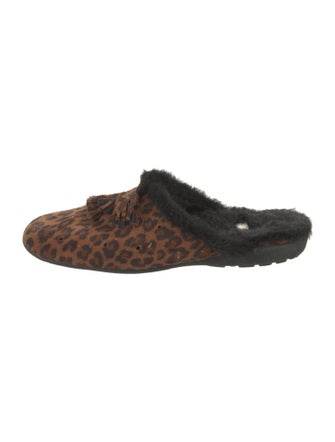 Stuart Weitzman Suede Animal Print Mules