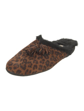 Stuart Weitzman Suede Animal Print Mules