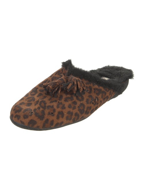 Stuart Weitzman Suede Animal Print Mules