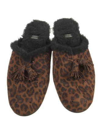 Stuart Weitzman Suede Animal Print Mules