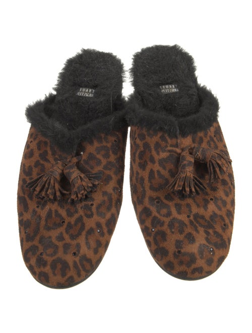 Stuart Weitzman Suede Animal Print Mules