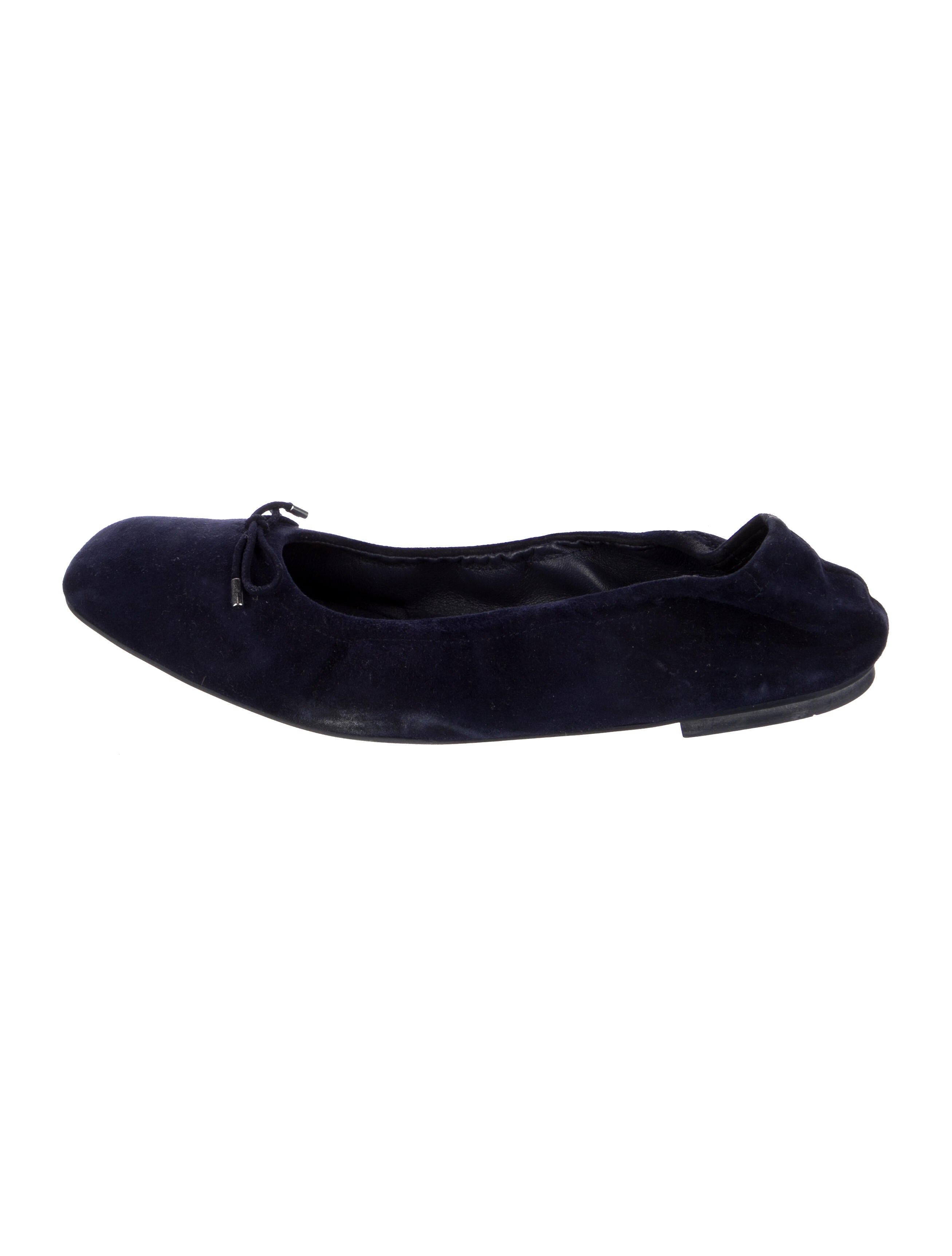 Stuart Weitzman Suede Bow Accents Ballet Flats