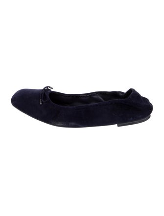 Stuart Weitzman Suede Bow Accents Ballet Flats
