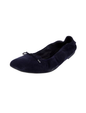 Stuart Weitzman Suede Bow Accents Ballet Flats