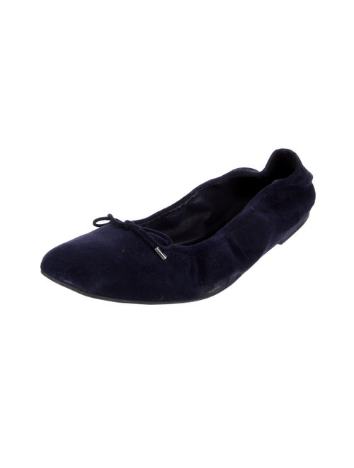 Stuart Weitzman Suede Bow Accents Ballet Flats