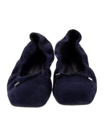 Stuart Weitzman Suede Bow Accents Ballet Flats
