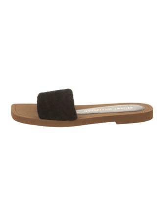 Stuart Weitzman Faux Fur Slides