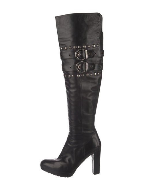 Stuart Weitzman Leather Studded Accents Boots
