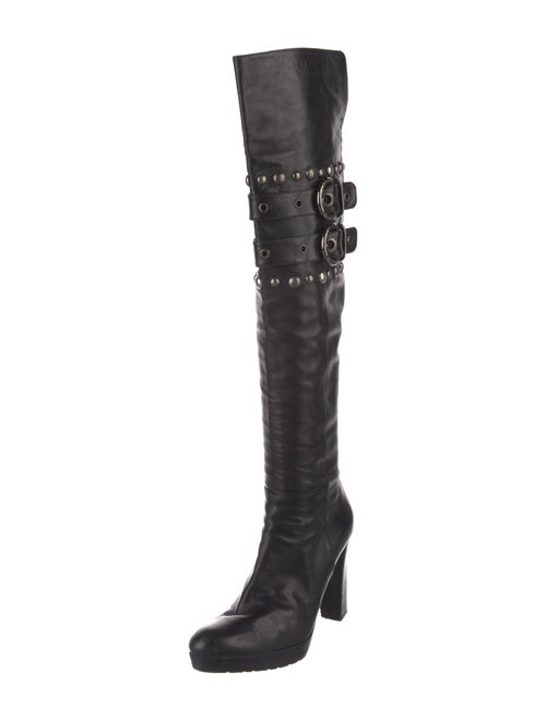 Stuart Weitzman Leather Studded Accents Boots