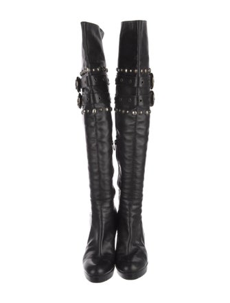 Stuart Weitzman Leather Studded Accents Boots