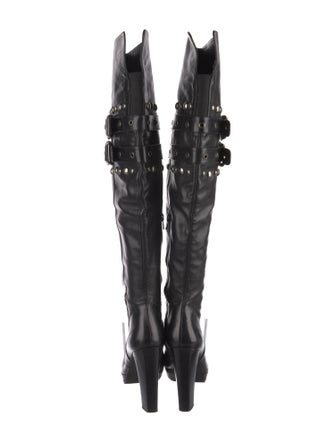 Stuart Weitzman Leather Studded Accents Boots