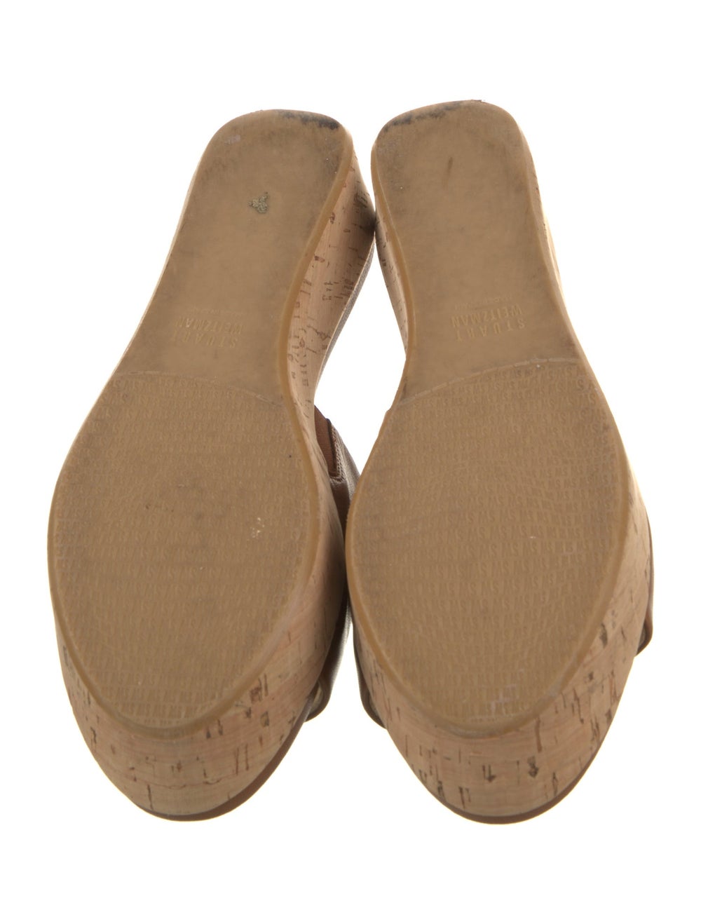 Stuart Weitzman Leather Slides Brown Platform - image 5