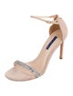 Stuart Weitzman Suede Crystal Embellishments Sandals