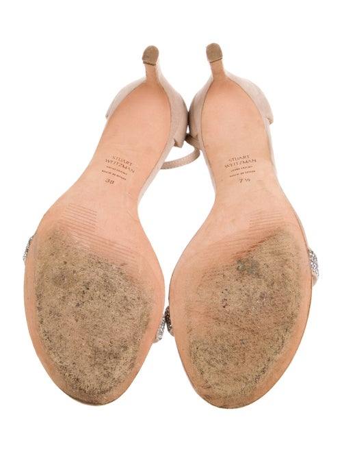 Stuart Weitzman Suede Crystal Embellishments Sandals