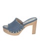 Stuart Weitzman Denim Raw-Edge Trim Slides