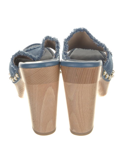 Stuart Weitzman Denim Raw-Edge Trim Slides