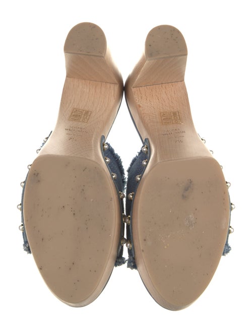 Stuart Weitzman Denim Raw-Edge Trim Slides