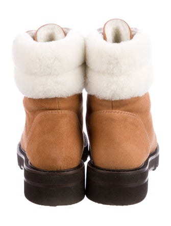 Stuart Weitzman Suede Colorblock Pattern Combat Boots