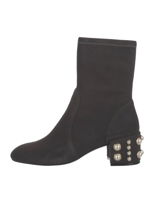 Stuart Weitzman Suede Studded Accents Sock Boots