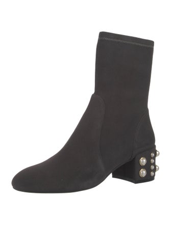 Stuart Weitzman Suede Studded Accents Sock Boots