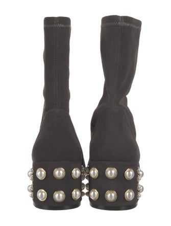 Stuart Weitzman Suede Studded Accents Sock Boots