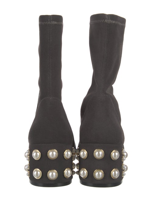 Stuart Weitzman Suede Studded Accents Sock Boots