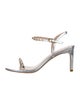 Stuart Weitzman Leather Glitter Accents Sandals