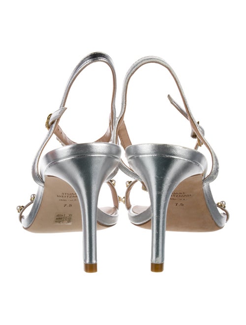 Stuart Weitzman Leather Glitter Accents Sandals