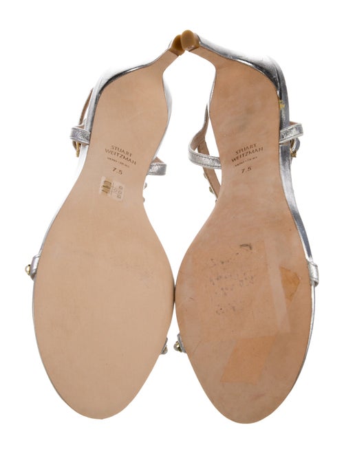 Stuart Weitzman Leather Glitter Accents Sandals