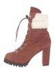 Stuart Weitzman Suede Colorblock Pattern Lace-Up Boots