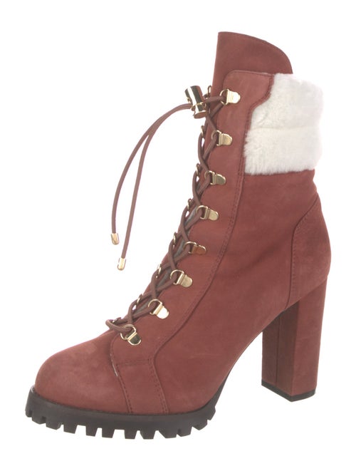 Stuart Weitzman Suede Colorblock Pattern Lace-Up Boots