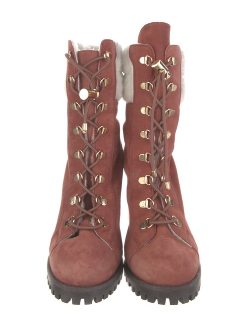 Stuart Weitzman Suede Colorblock Pattern Lace-Up Boots
