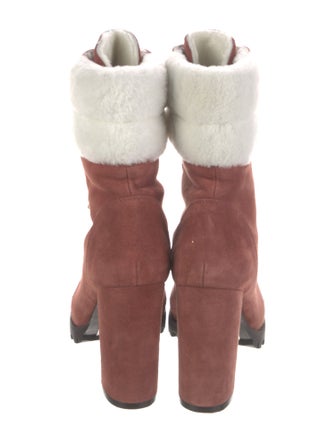 Stuart Weitzman Suede Colorblock Pattern Lace-Up Boots