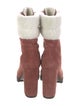 Stuart Weitzman Suede Colorblock Pattern Lace-Up Boots