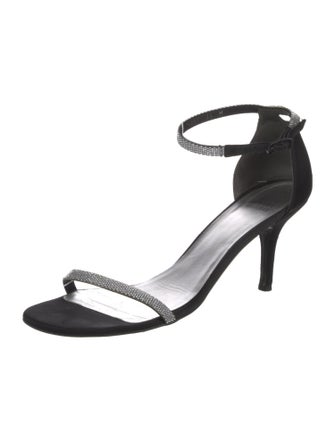 Stuart Weitzman Satin Crystal Embellishments Sandals