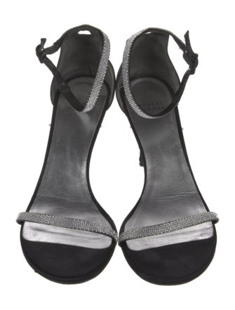 Stuart Weitzman Satin Crystal Embellishments Sandals