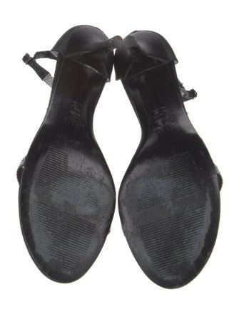 Stuart Weitzman Satin Crystal Embellishments Sandals